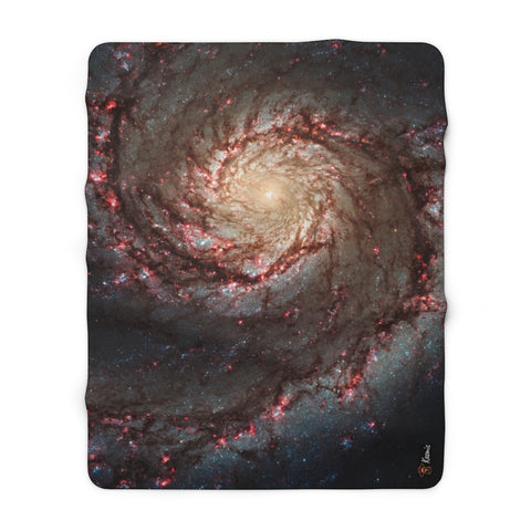 M51 Galaxy Sherpa Fleece Blanket